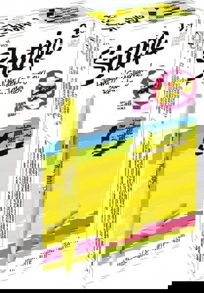 Pocket Style Highlighters, Fluorescent Yellow Ink, Chisel Tip, Yellow Barrel, Dozen